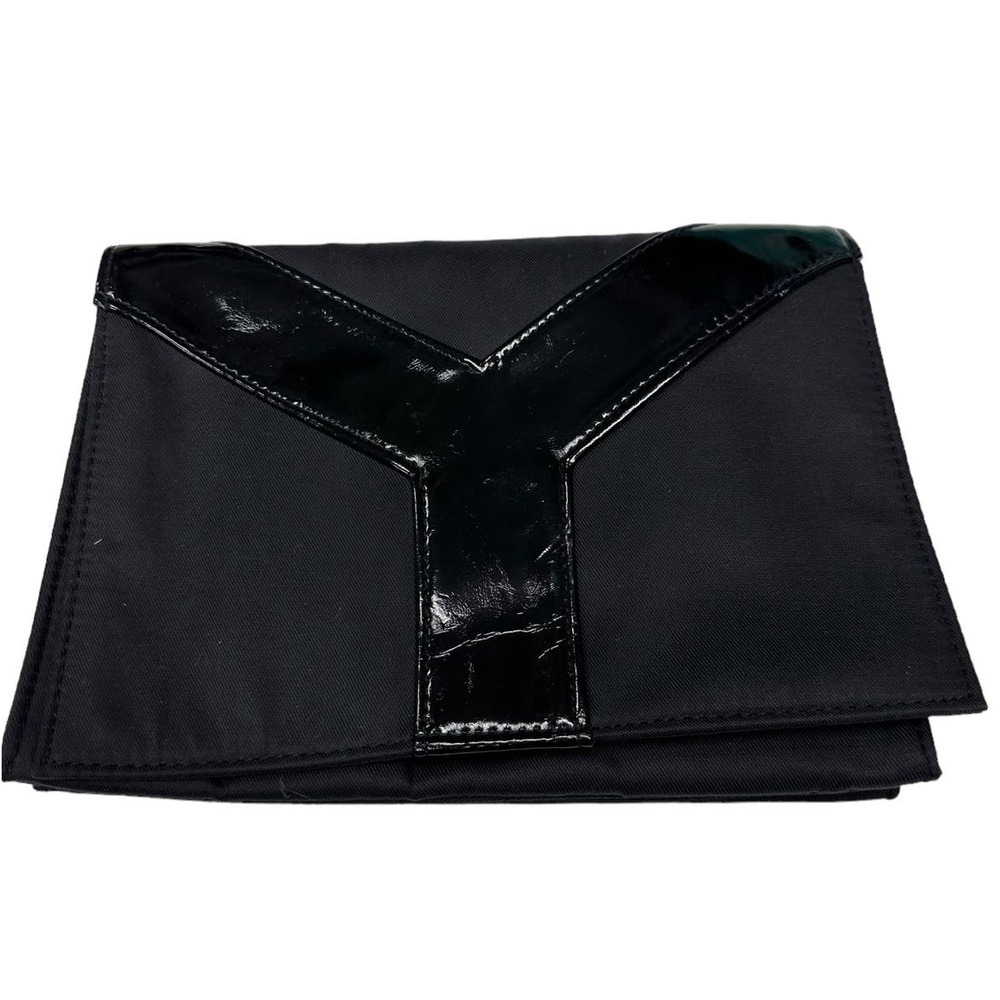 VTG Authentic YSL Yves Saint Laurent Black Cosmetic Travel Bag Built in Mirror